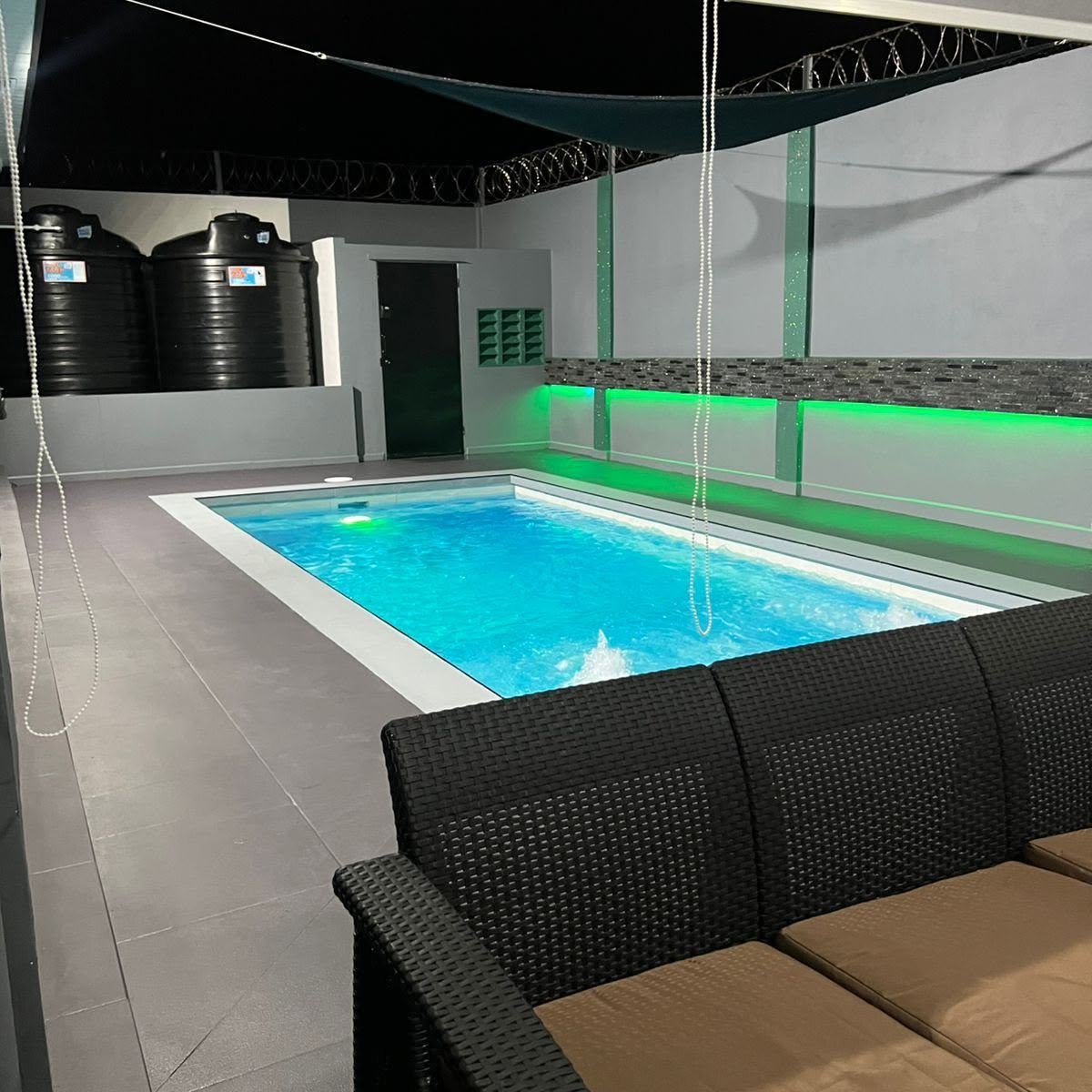 S & K Pool House private pool with LED lighting in Mayaro, Trinidad